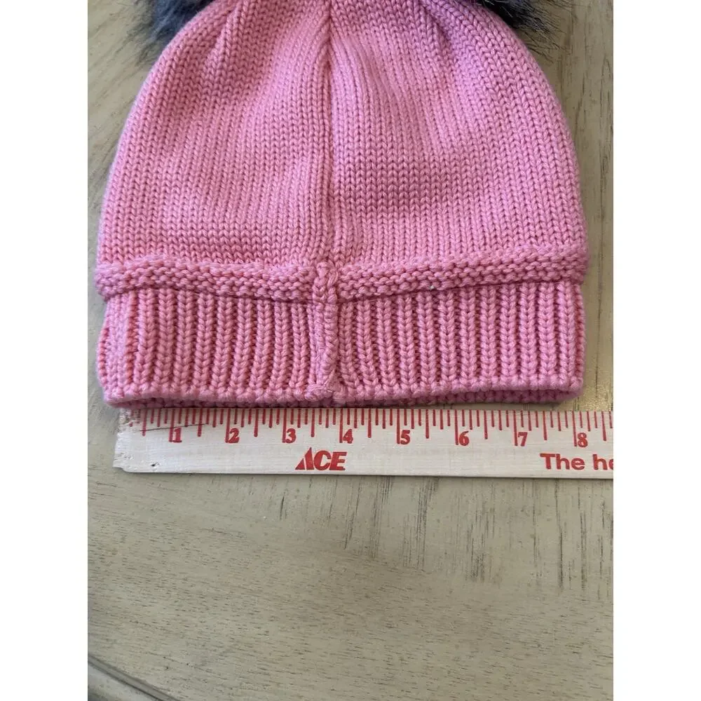 Pink Columbia Youth Snow Pom Beanie Cat Ears One Size Columbia Pink Double Pom